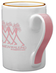 374-13 oz. White Mug with Pink Ribbon Handle 