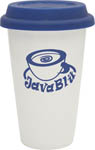 9984-Double Wall White Porcelain Cup w/Blue Lid