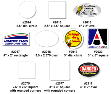 Round and oval stickers in several sizes and shapes.